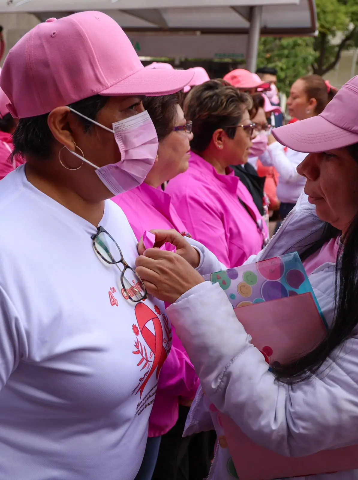 Forman un gran moño rosa y realizan caminata en Día de la Lucha Contra ...