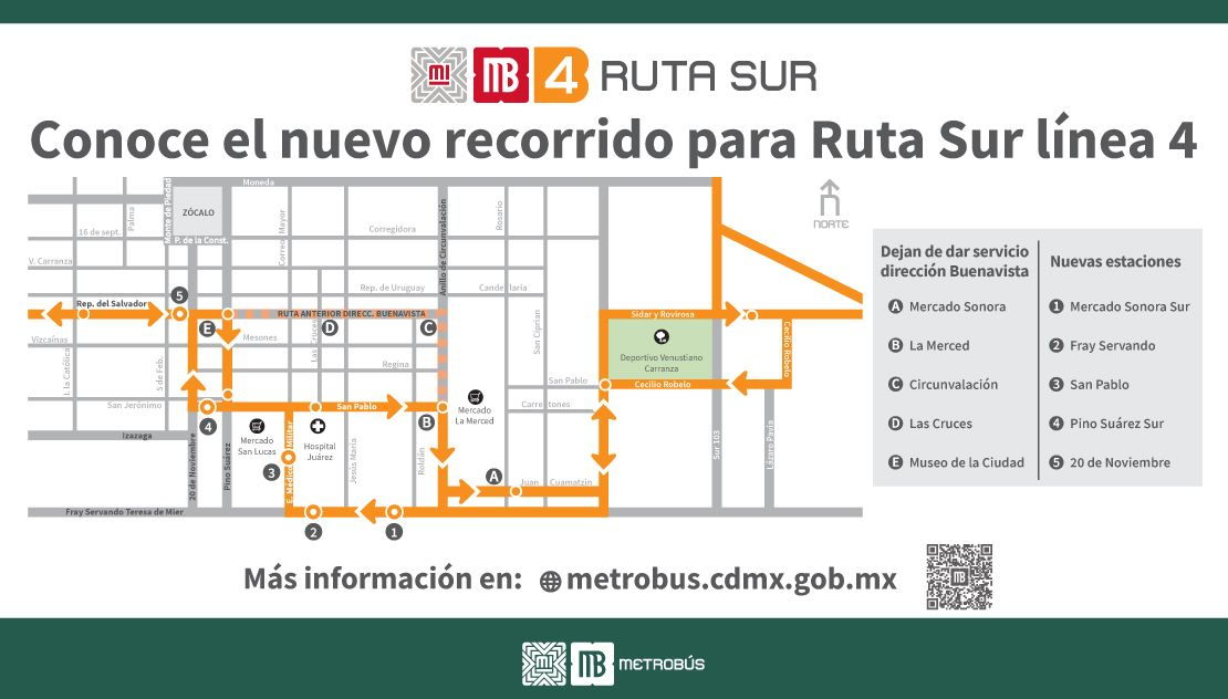 Metro Bus R4 Línea 4 Metrobús CDMX. Un tramo cambiará de ruta; así operará