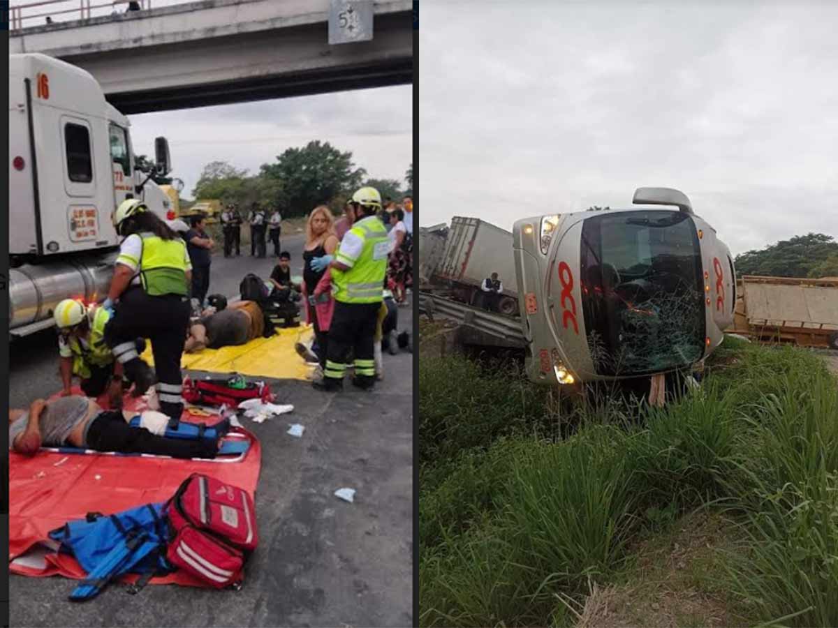 Terrible choque entre bus de pasajeros y 2 tráileres; un muerto y 10 ...