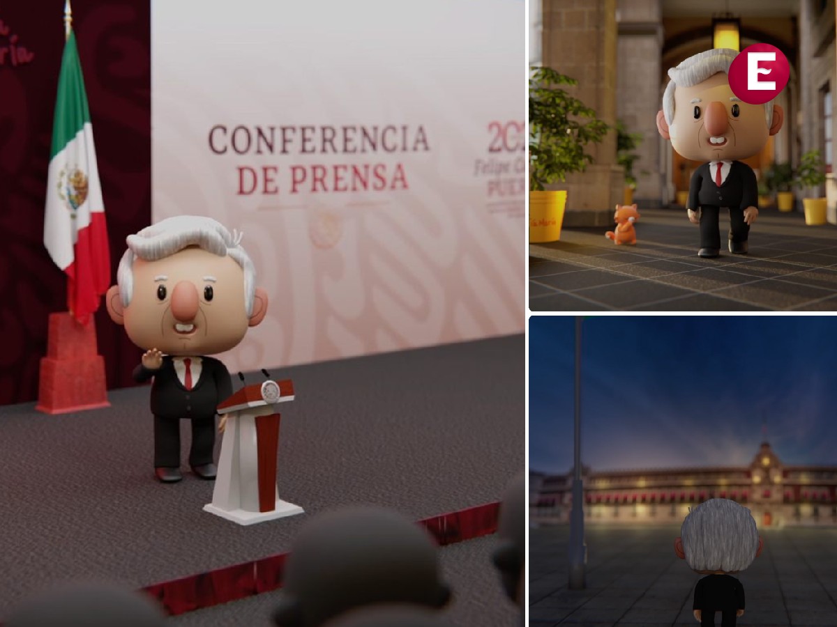 VIDEO: AMLO estrena cortinilla de caricatura de él en 3D en la mañanera